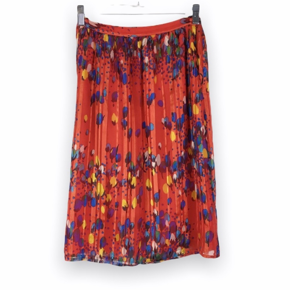 Vintage 100% Silk Size 4 Red Modern Art 80s Print Pop Art Mod Arsty‎ Colorful